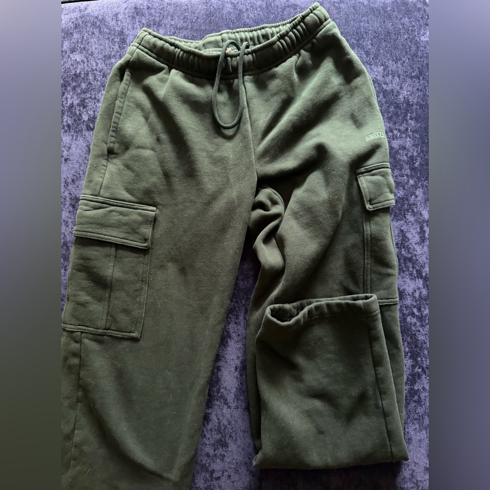 Aritzia Cozy Fleece Sweatpants in Dark Green